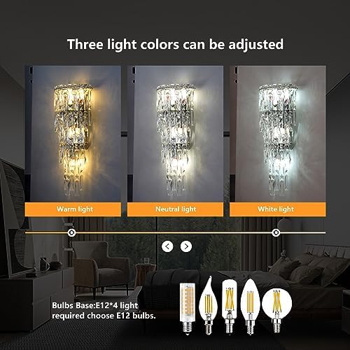 Wall Sconces, Modern Crystal Wall light Fixtures Indoor Luxury Chrome Wall Lamp - Image 6
