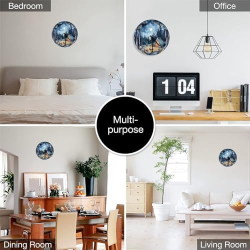 Forest Wall Clock Silent Non Ticking Battery Operated, Watercolor Mountain - Image 4