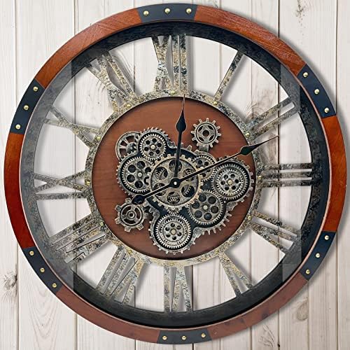 27" Original Moving Gears Wall Clock, Large Industrial Wall Clock by DORBOKER