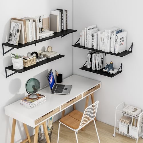 Heimlove 48W x 12D Deep Floating Shelves Set of 2 Black - Image 2