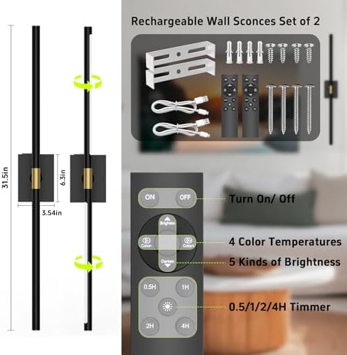 iThird Battery Operated Wall Sconces Set of 2 - Image 2