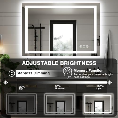 EchosLife 44"x30" Bathroom Light up Mirror, Double Bright Lights, Anti-Fog - Image 4