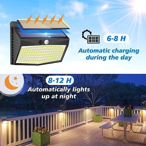 Peasur 6 Pack Solar Motion Sensor Lights Outdoor Waterproof - Image 3