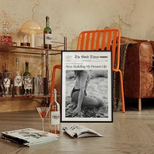 Funky Black And White Newspaper Canvas Wall Art 8x10in Black Framed Trendy Hot - Image 4