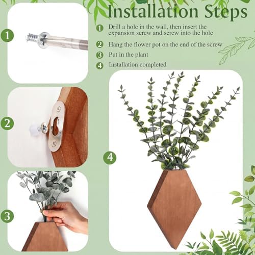 Chunful 2 Pcs Wooden Wall Planter Decor, Walnut Color, 7.1 x 4.7 x 1.2 Inches - Image 3