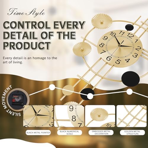 Large Wall Clocks for Living Room, Silent Non Ticking, Battery Operated - Image 2