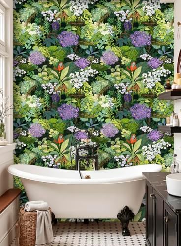 HAOKHOME Tropical Wallpaper Peel and Stick Green Jungle Floral Botanical - Image 2