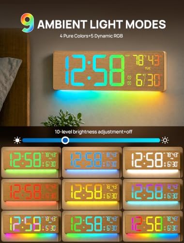 RGB Large Digital Wall Clock, 15.7" Digital Clock Large Display - Image 3
