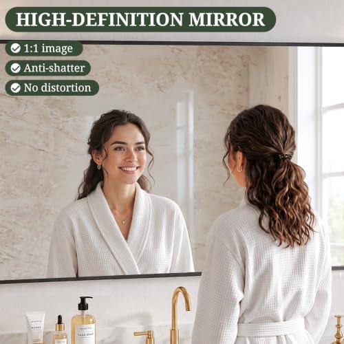 Bathroom Mirror for Wall, 48x30 Inch HD Tempered Glass Vanity Mirror - Image 4