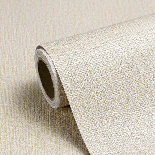 Peel and Stick Grasscloth Wallpaper Texture 17.3 x 80 Inch Cream Faux Linen by Horryhaushomedecoration