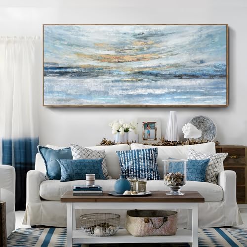 Nicetop Extra Large Framed Abstract Ocean Landscape Wall Art, Serene Sunset - Image 6