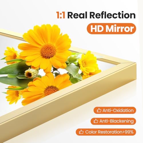 Sweetcrispy 23"x37" Arched Gold Bathroom Mirror, Bathroom Mirrors - Image 4