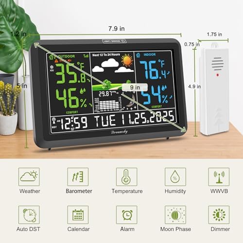 DreamSky Weather Station Indoor Outdoor Thermometer Wireless, Atomic Clock - Image 7