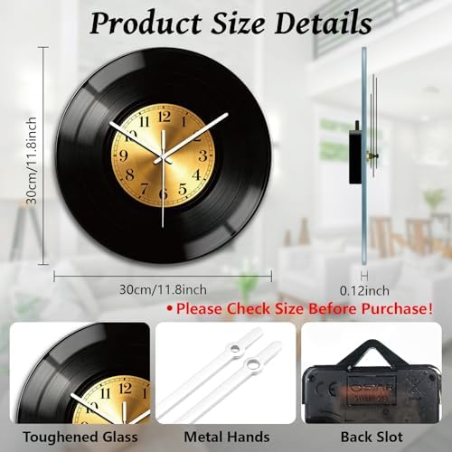 peacoblue Vinyl Record Wall Clocks Battery Operated - Image 2