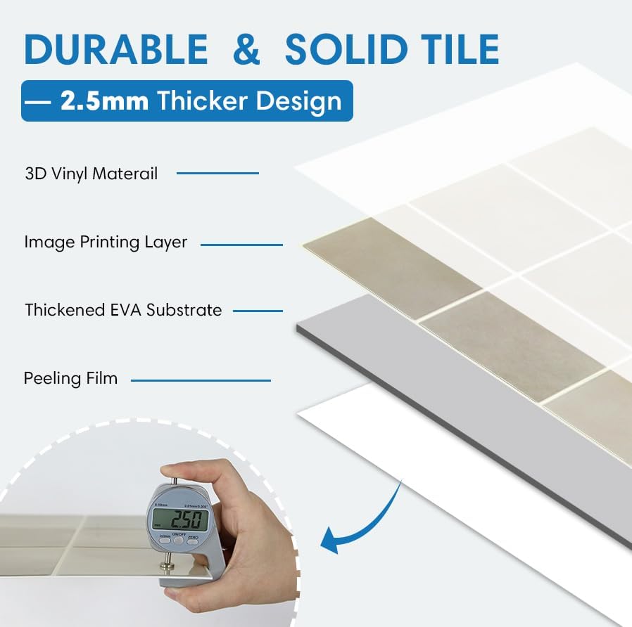 COMSTICKC Thicker Peel and Stick 3D Backsplash Tiles Kitchen Bathroom - Image 6