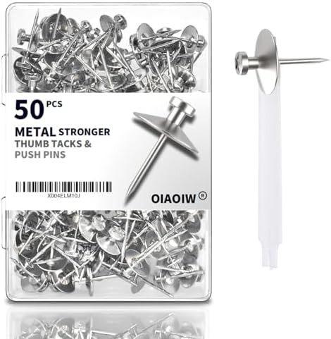 50Pcs Silver Nails for Hanging Pictures Heavy Duty Thumb Tacks for wall by OIAOIW