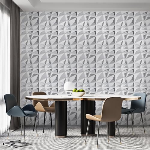 AMIGO 33 Piece 3D Wall Panels Diamond Pattern, High-Strength PVC, Recyclable - Image 3