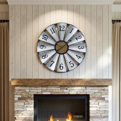 Vantic 30'' Windmill Large Wall Clock, Distressed Metal Clock - Image 2