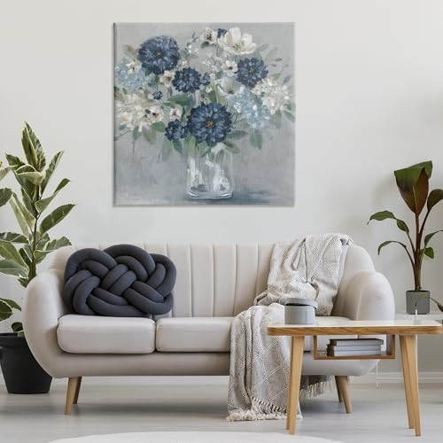 Stupell Industries Blue Mums Bouquet Floral, 36 x 36 Inch Canvas Wall Art - Image 3