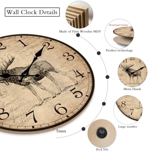 Large Moose Wall Clock 16 Inch Rustic Farmhouse - Image 3