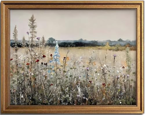 KBKBART Gold Framed Canvas Wall Art, Landscape Wildflower Prints 12x16inch by KBKBART
