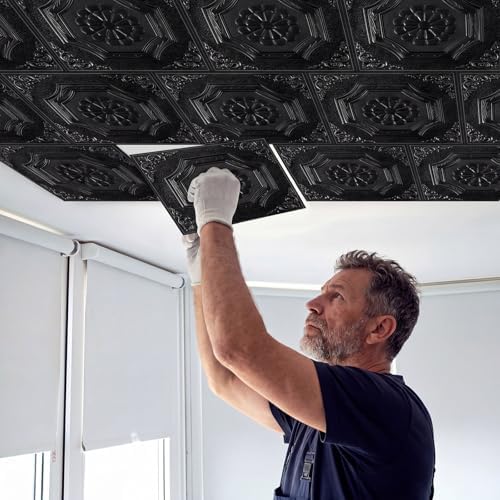 Nuanchu 30 Pcs 13.8 x 13.8 Inch Ceiling Tiles Peel and Stick - Image 5