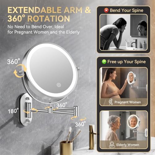 Auxmir 1X/30X Wall Mounted Makeup Mirror - Image 5