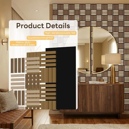 8 Pack Wood 3D Fluted Acoustic Wall Panels, Decorative Slat Wood Paneling - Image 4