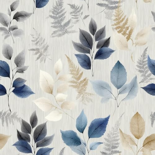 Watercolor Neutral Blue Gold Leaf Peel and Stick Wallpaper Self Adhesive 17.72" by Unknown