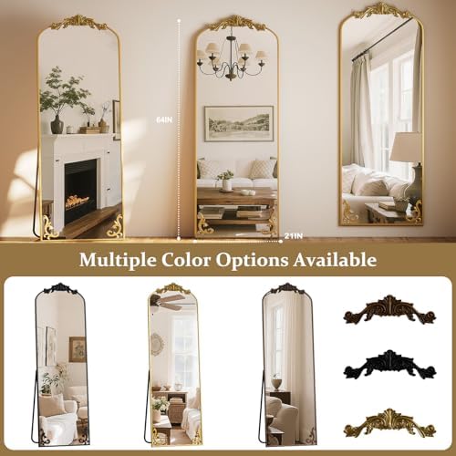 21"x 64" Arched Full Length Mirror, Freestanding Floor Mirror - Image 7