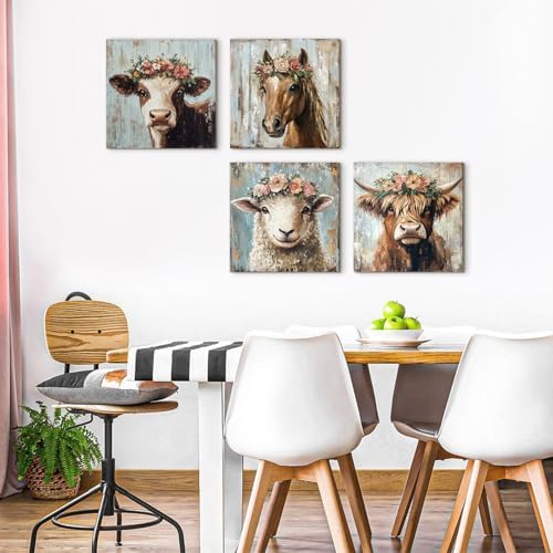 Highland Cow Wall Art Cow Pictures Wall Decor Farmhouse Animal Pictures Rustic - Image 2