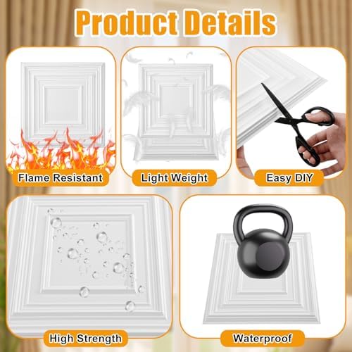 Nuanchu 90 Pcs Drop Ceiling Tiles 12x12 Inch, Glue up PVC Wall Panels - Image 3
