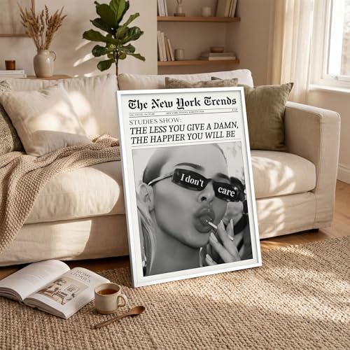 Trendy Black and White Newspaper Wall Art 12x18 in White Framed Vintage - Image 6
