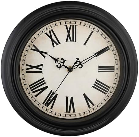 Plumeet Small Retro Wall Clock, Roman Numerals, Battery Operated by Plumeet