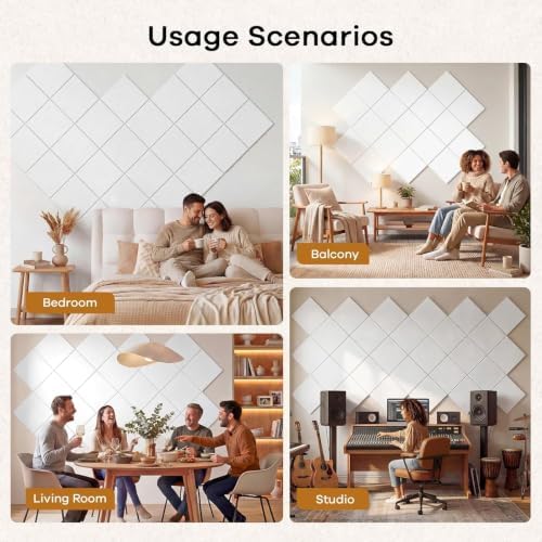 Square Acoustic Panels Soundproof Wall Panels, 12″ × 12″ × 0.4″ High-Density - Image 6