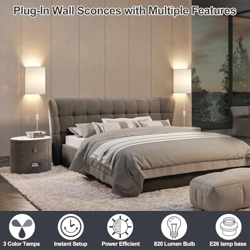 Yunaking Plug in Wall Sconces Set of Two Wall Lights - Image 2