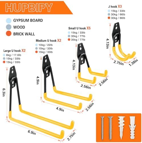 HUPBIPY 12 Pack Garage Hooks Heavy Duty, Wall Mount Ladder Hooks - Image 2