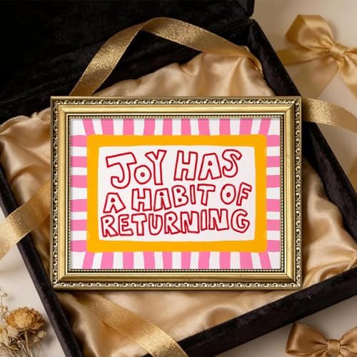 Gold Framed Quote Wall Art, Joy Has A Habit Of Returning Print - Image 2
