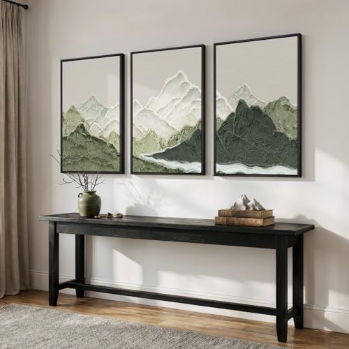 Framed Green Abstract Mountain Wall Art - Image 2