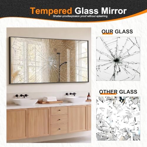 Delma Bathroom Vanity Mirror, 30x60 Black Metal Framed Mirror - Image 5