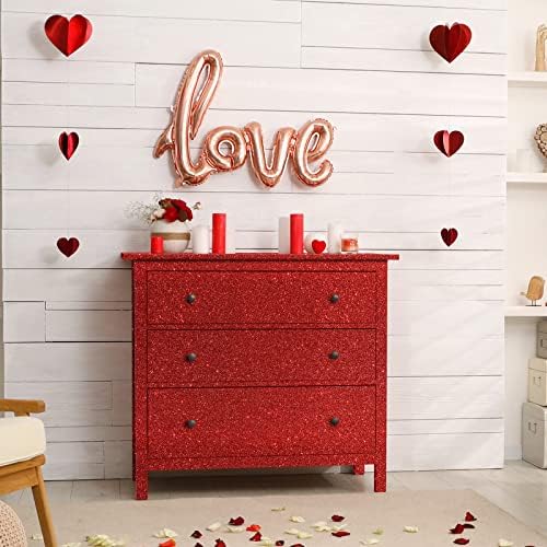 VEELIKE 15.7''x354'' Red Glitter Wallpaper Peel and Stick Sparkle Glitter Red - Image 4