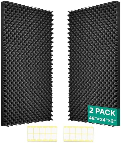 soundproof Foam Panels for Walls, Foam Acoustic Panels 2 Pack 48"×24"×2" Black by Unknown