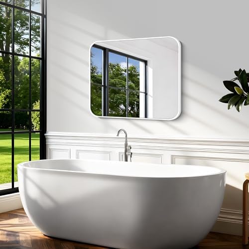 BONEWEI White Bathroom Mirror, 30x36 inch Wall Mirror - Image 4