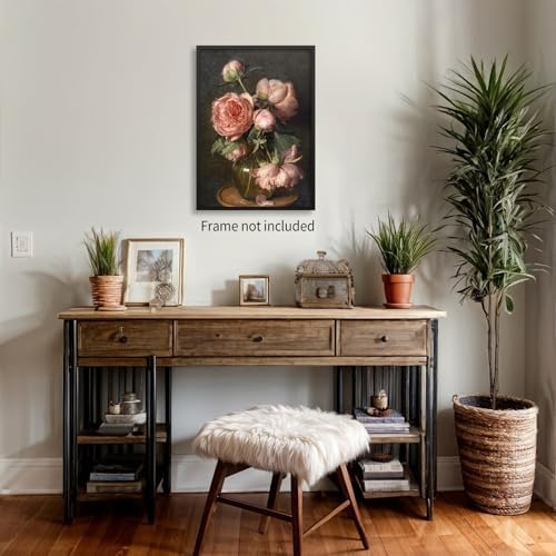 Heltrappe Moody Pink Peony Wall Art Spring Dark Academia Antique Floral Poster - Image 4