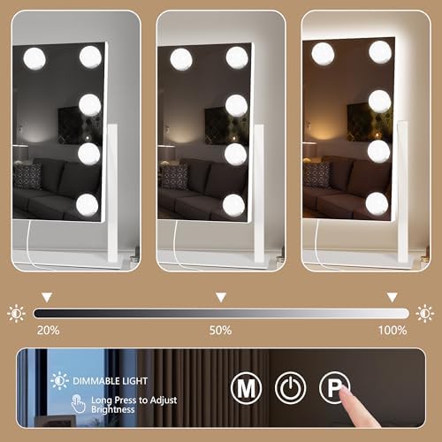 Ratsamee Rechargeable Vanity Mirror, 8000mAh 12"×14" Makeup Mirror - Image 5