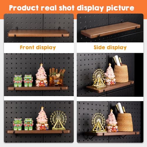 Walnut Finish Solid Wood Pegboard Shelf - Image 5