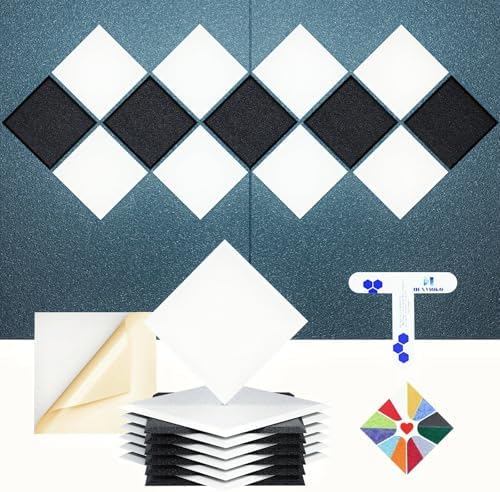 12 Pack Self-Adhesive Acoustic Panels, 2nd Generation Sound Absorbing Panel by DEXMOKO