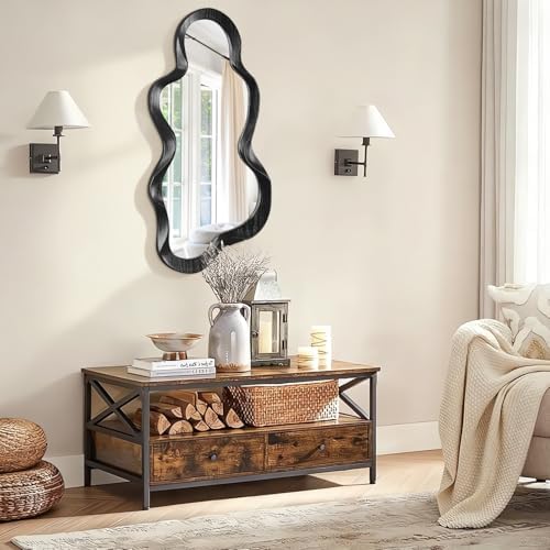 Asymmetrical Mirror Irregular Wall Mirror Modern Wood Frame Unique Mirrors Cute - Image 5