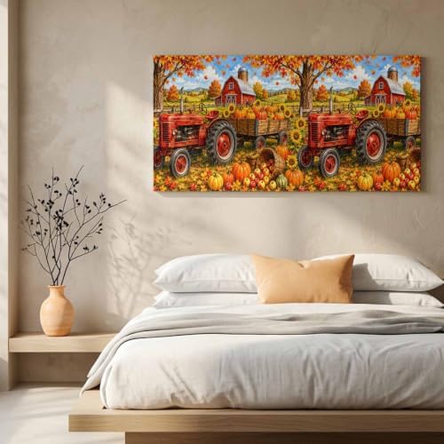 Prime Leader Fall Farmhouse Large Wall Art Harvest Rural Orange Pumpkins Red - Image 6