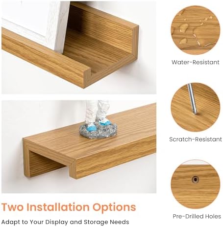 RICHFOCUS Picture Ledge Shelf, 24 inch Floating Shelves Set of 2, Wood Wall - Image 5